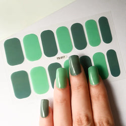 14Tips Solid Color Stickers Nail Art Supplies European & American Simple Decals Oil Film Decals Press on Nails Stickers Designer (ONLINE ORDER ONLY)