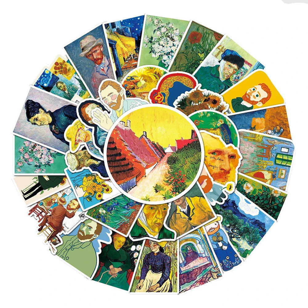 10/30/50PCS World Artist Oil Painting Work Vincent Van Gogh Aesthetic Sticker Packs (ONLINE ORDER ONLY)