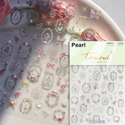 Retro Rose Gold Silver Totem Picture Photo Frame Flower 5D Self Adhesive Nail Art Stickers 5D Shiny Rhinestone Manicure Decals (ONLINE ORDER ONLY)