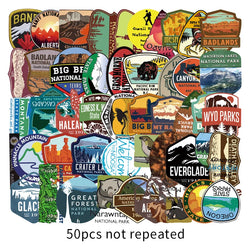 50Pcs National Park Cartoon Stickers For Suitcase Skateboard Laptop Luggage Fridge Phone Car Styling Decal Sticker (ONLINE ORDER ONLY)