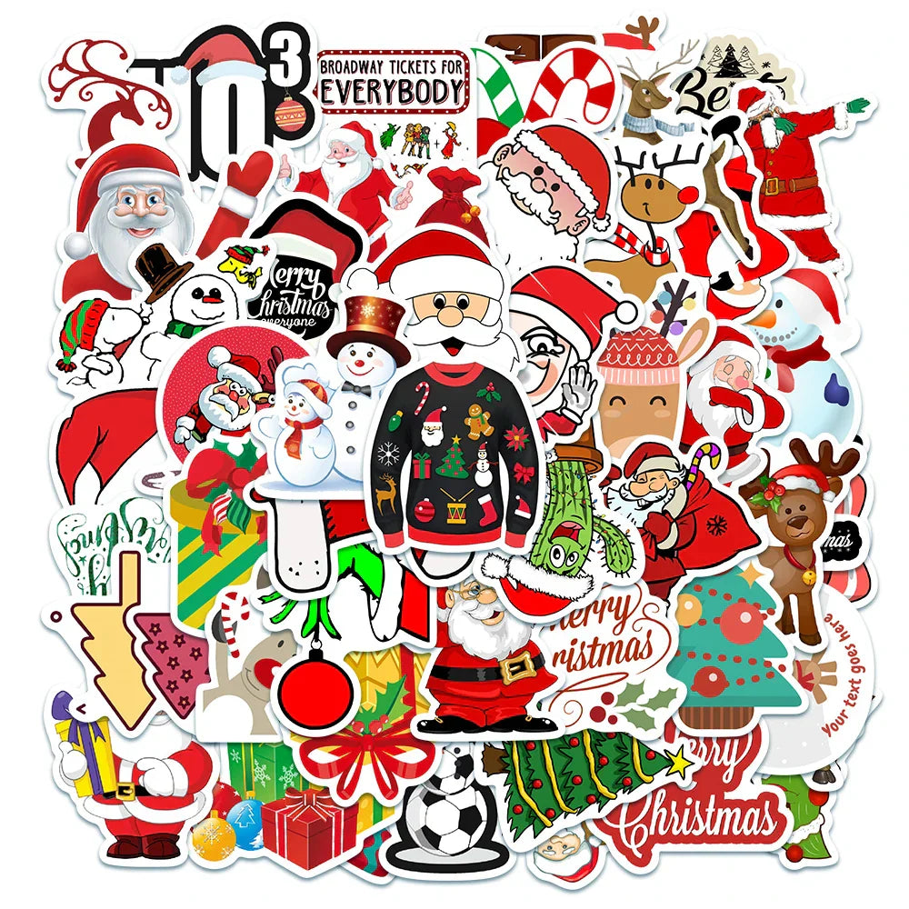 Christmas Santa Claus Stickers Skateboard Guitar Helmet Luggage Laptop Graffiti Kids Gifts (Online Order Only)