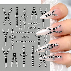 10pcs/Set Sparkling Silvery Floral Nail Art Stickers Self-Adhesive Glittery 5D Hibiscus & Cherry Blossom Decals for Manicure DIY (Online Order Only)