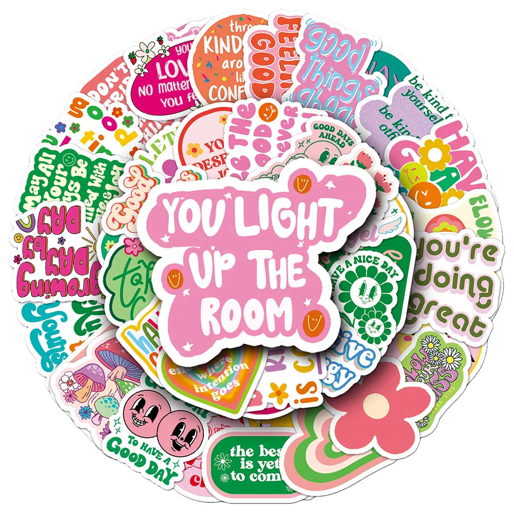 Kawaii Cartoon Motivational Stickers for Laptop, Phone, Luggage - 10/30/50pcs (Online Order Only)