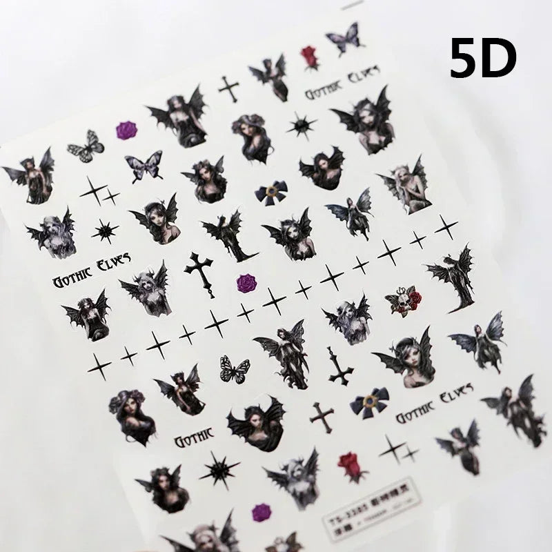 Cat Eye Shiny Blue Purple Spider Cross Love Heart Star Snake Web Jelly Thrilling Nail Art Stickers Manicure Decals Halloween (ONLINE ORDER ONLY)