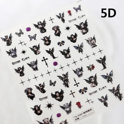 Cat Eye Shiny Blue Purple Spider Cross Love Heart Star Snake Web Jelly Thrilling Nail Art Stickers Manicure Decals Halloween (ONLINE ORDER ONLY)