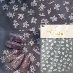 Gradient Coloredful Flower Petal Green Leaf Dreamy Shiny Chinese Rose Fantasy Relief Adhesive Nail Art Stickers Manicure Decals (Online Order Only)