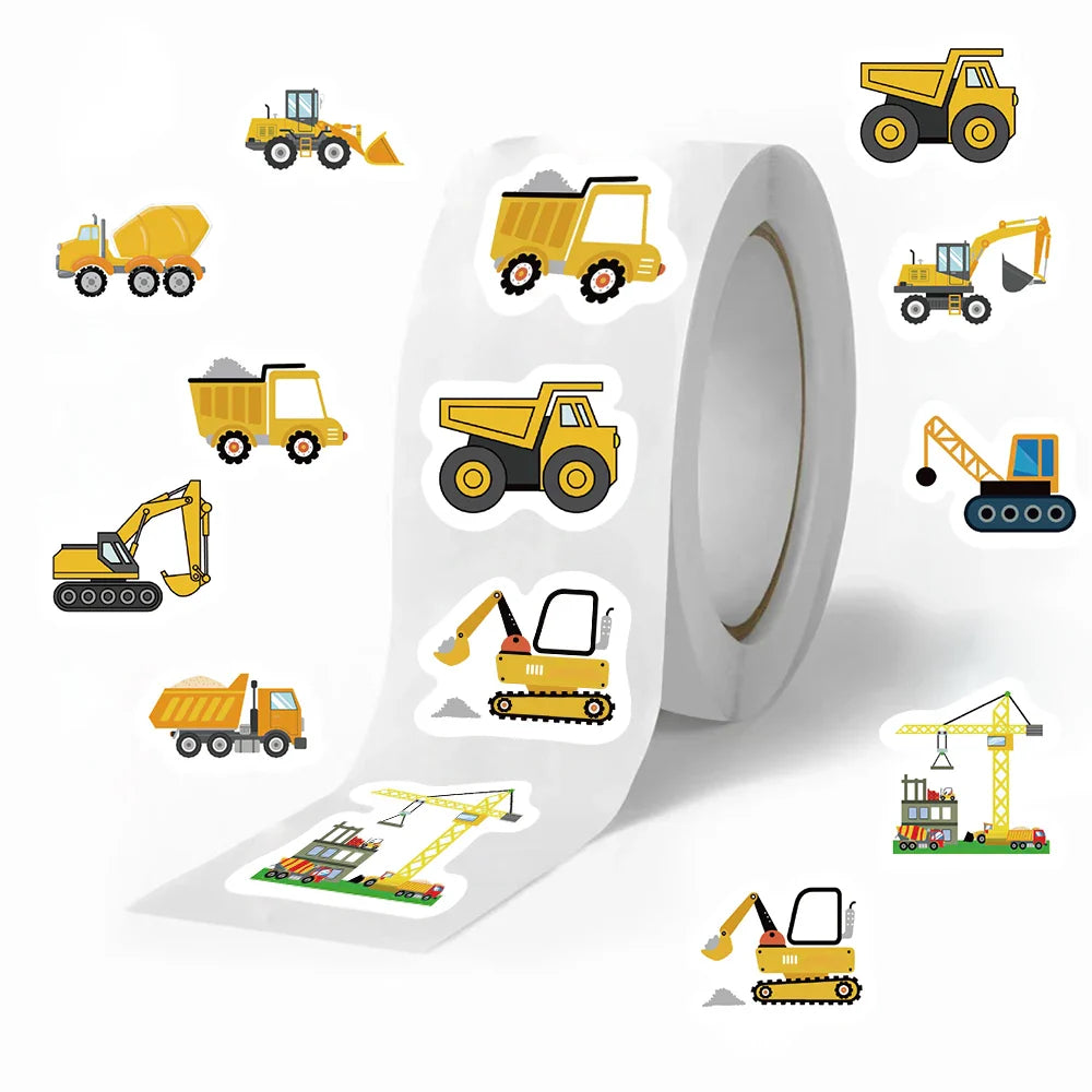 500Pcs Construction Vehicle Sticker Roll For Kids Reward Encourage Sticker For Labels Thank You Sticker Kids Toys (ONLINE ORDER ONLY)