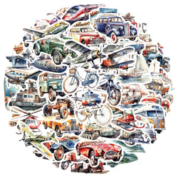 Cartoon Retro Travel Tool Stickers Decal Pack for Laptop, Motorcycle, Luggage, Snowboard, Fridge (Online Order Only)
