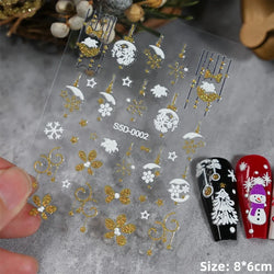 5D Embossed Gingerbread Man Nail Art Sticker Cute Christmas Winter Santa Claus Snowflake Elk Engraved Slider Manicure Decoration (ONLINE ORDER ONLY)
