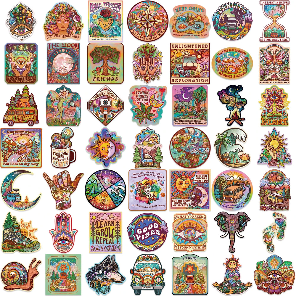50PCS Fun Camping Adventure Stickers Aesthetic DIY Decals Skateboard Phone Laptop Suitcase Decorative Sticker (ONLINE ORDER ONLY)