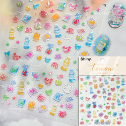 Colourful Jelly Rabbit Bunny Gummy Bear Cute Lollipop Soda Water Candy Snack Pudding Star Heart Nail Art Stickers Manicure Decal (ONLINE ORDER ONLY)