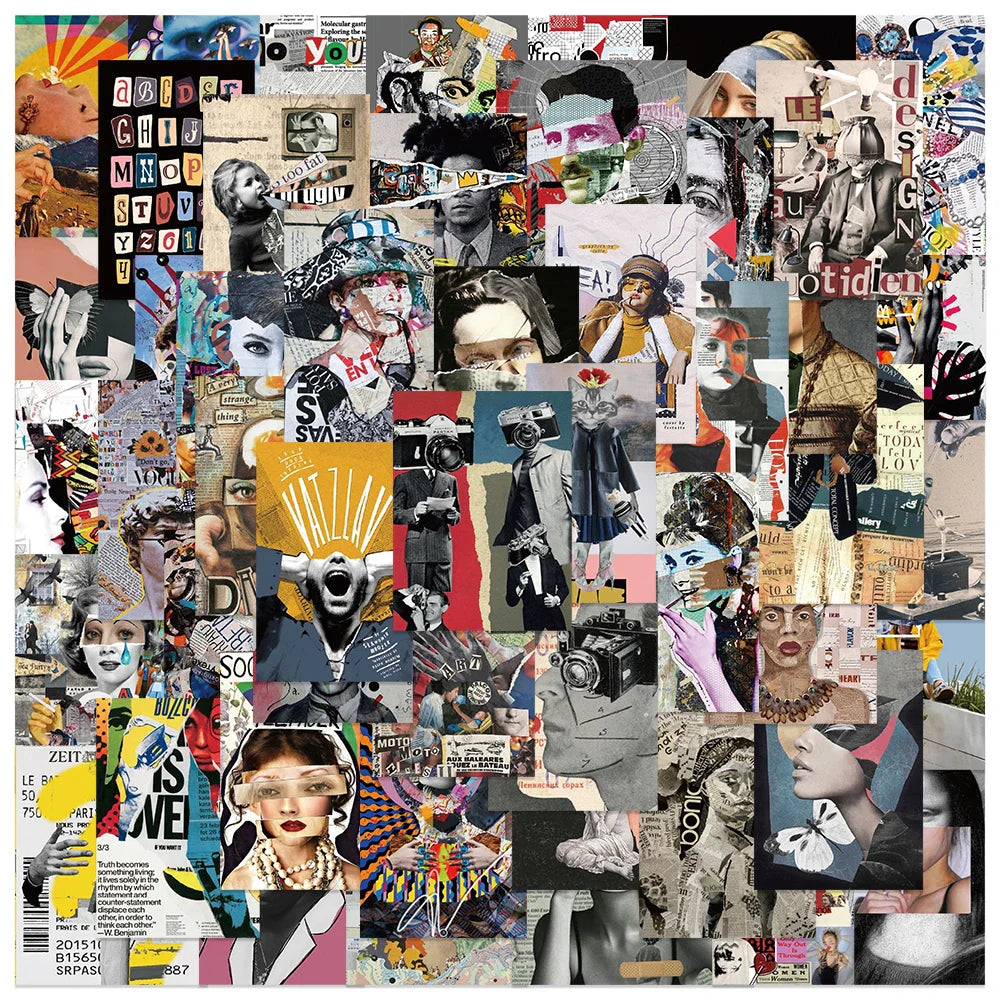 50pcs Modern Art Magazine Cover Aesthetic Stickers Water Bottle Laptop Decals Luggage Diary Skateboard Waterproof Vinyl Sticker (Online Order Only)