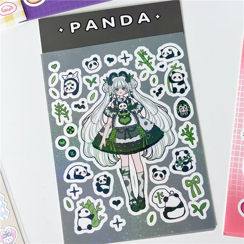 Cute Rabbit Panda Girl Stickers Diary Scrapbooking DIY Album Decoration Sticker Aesthetic Personalized Kawaii Korean Stationery (ONLINE ORDER ONLY)