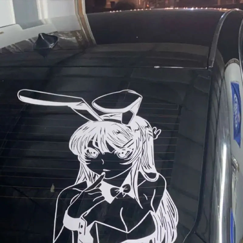 Anime Sticker Rabbit Girl For Car Stickers Decoration Window Door Rear Windshield External Accessories Die Cutting Vinyl Decals (ONLINE ORDER ONLY)