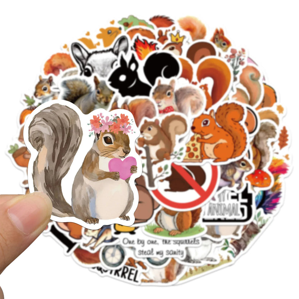 Cute Animal Stickers Squirrel Cartoon for Kids Fridge Laptop Car Bike Skateboard Decoration (Online Order Only)