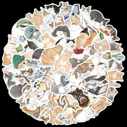 50pcs Cute Cartoon Cats Animals Stickers For Laptop Phone Guitar Notebook Vinyl Waterproof Graffiti Skateboard Car Decals (ONLINE ORDER ONLY)