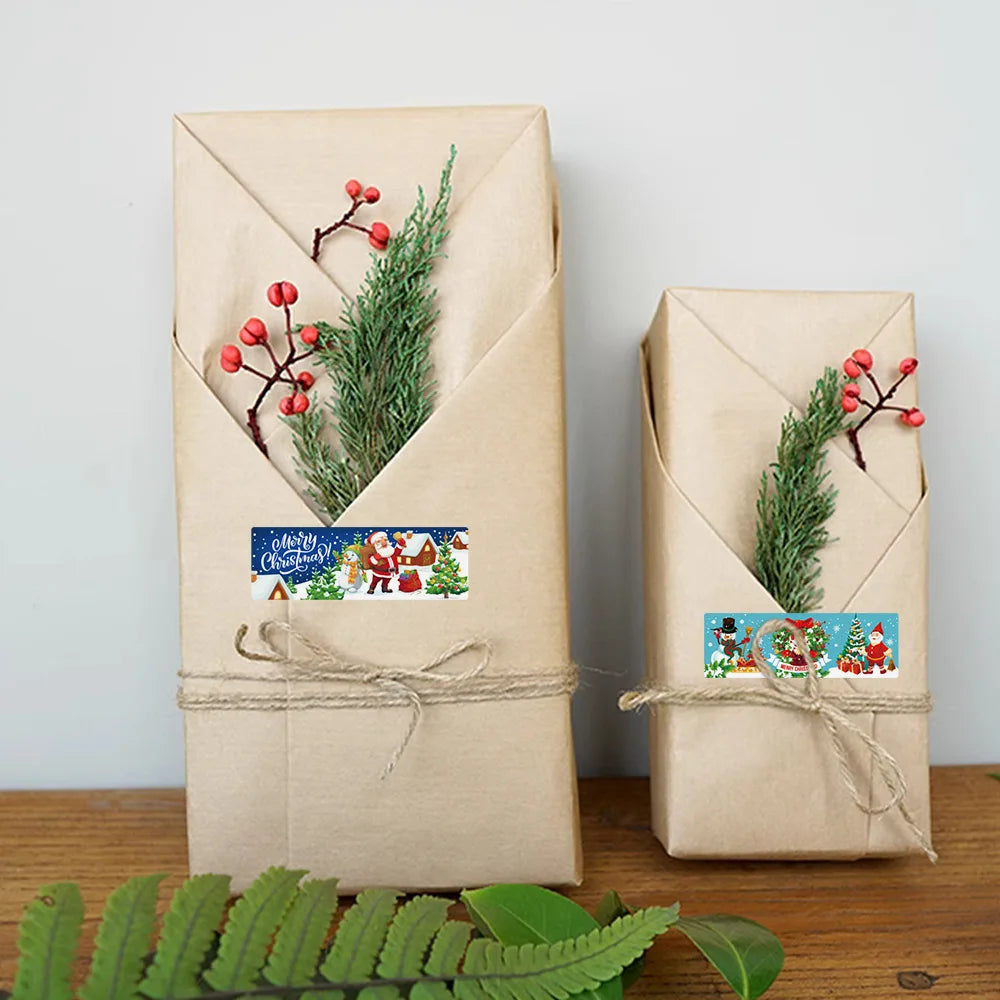 120pcs/roll Merry Christmas Package Seal Stickers Xmas Tree Snowman Santa Claus Gifts Wrapping Decals Decoration Label (Online Order Only)