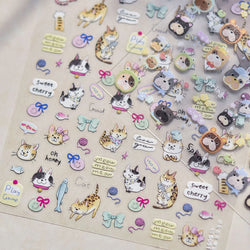 Cute Leopard Cat Ginger Cat Paw Bowknot Knitting Wool Ball Fish Self Adhesive Nail Art Stickers IllusionChic Manicure Decals (ONLINE ORDER ONLY)