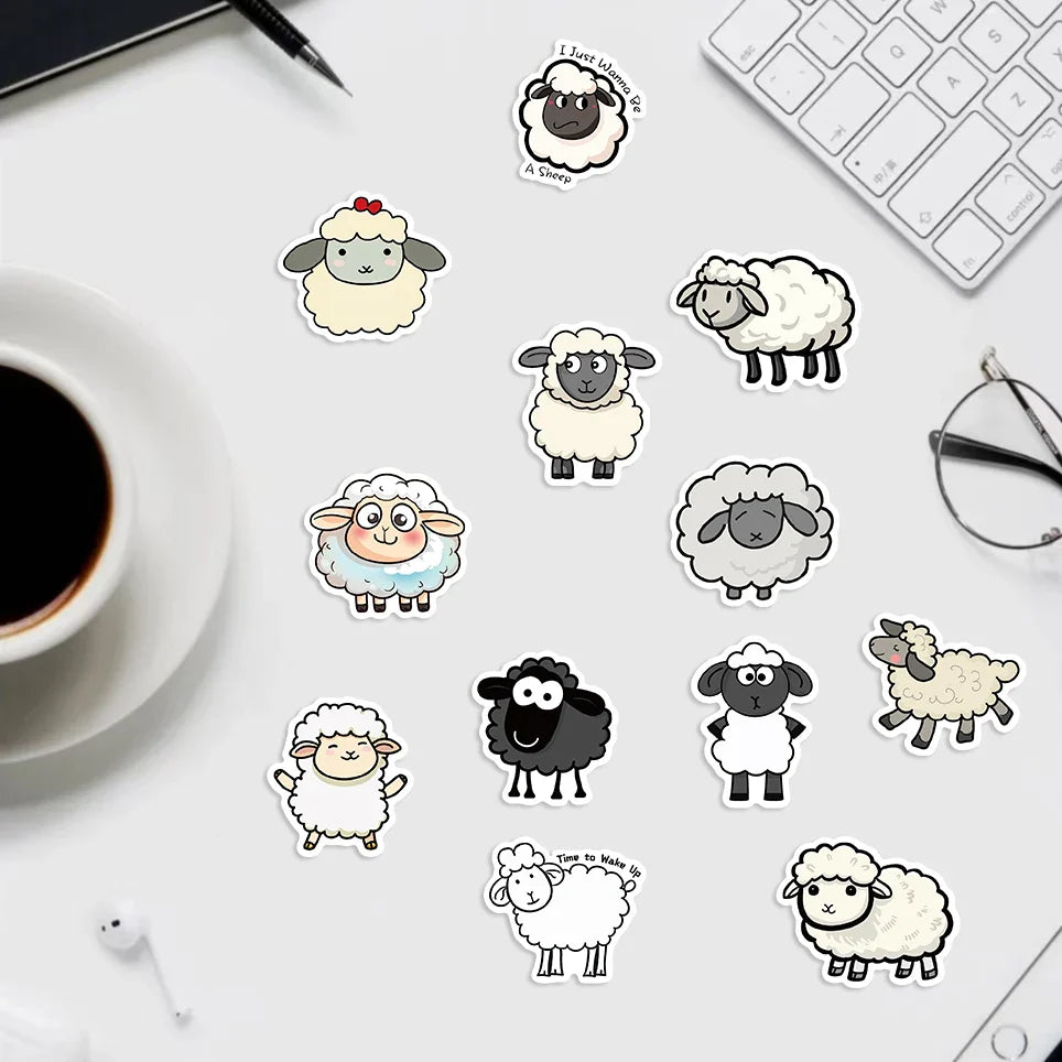 56pcs Cartoon Sheep Stickers For Journal Stationery Scrapbooking Supplies Lamb Goat Sticker Craft Scrapbooking Decals (ONLINE ORDER ONLY)