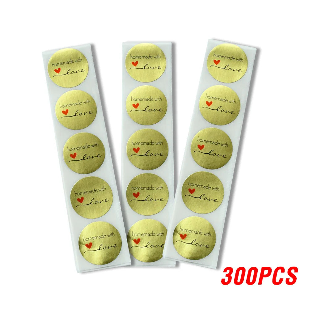 100-500pcs Handmade With Love Stickers 25mm Brown Wedding Stickers For Party Favors Decoration Envelope Seals Stationery (ONLINE ORDER ONLY)