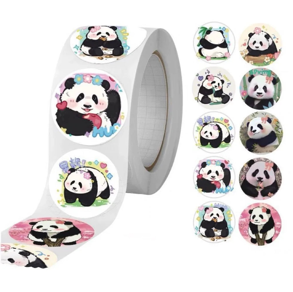 100-500Pcs 2.5cm Cute Animal Panda Label Stickers Roll for Envelope Student Work Stationery Seal Lable Gift (ONLINE ORDER ONLY)