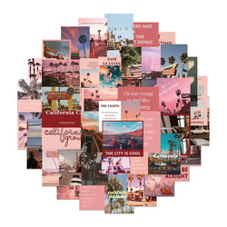 California Landscape Pink Stickers Aesthetic Decals for Phone Laptop Luggage Kids Toy (Online Order Only)