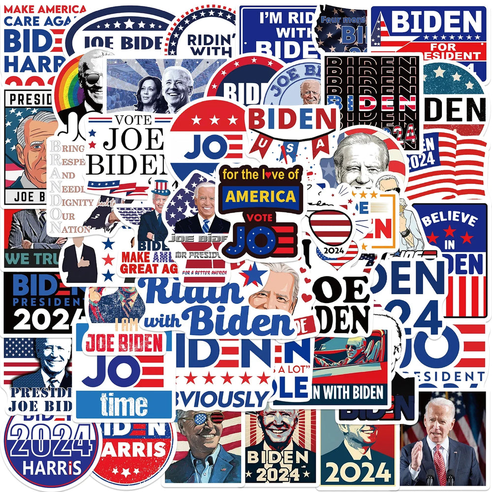 50pcs Cartoon Funny Joe Biden Harris Stickers Decals DIY Graffiti Toys For Laptop Guitar Luggage Skateboard Kids Sticker (ONLINE ORDER ONLY)