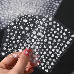 Winter Xmas 3D Nail Sticker Snowflake Flower Winter Decals Nail Stickers Cartoon Bird Santa Penguin Elk Slider New Year Manicure (ONLINE ORDER ONLY)
