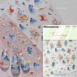 Yunjin Brocade Shawl Tassel Pendant Traditional Chinese Costumes and Ornaments Self Adhesive Nail Art Stickers Manicure Decals (ONLINE ORDER ONLY)