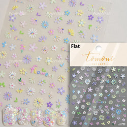 Embossed Shiny Vigor Sunflower Turnsole Vitality Butterfly Daisy Oil Painting Plant 5D Adhesive Nail Art Sticker Manicure Decals (ONLINE ORDER ONLY)