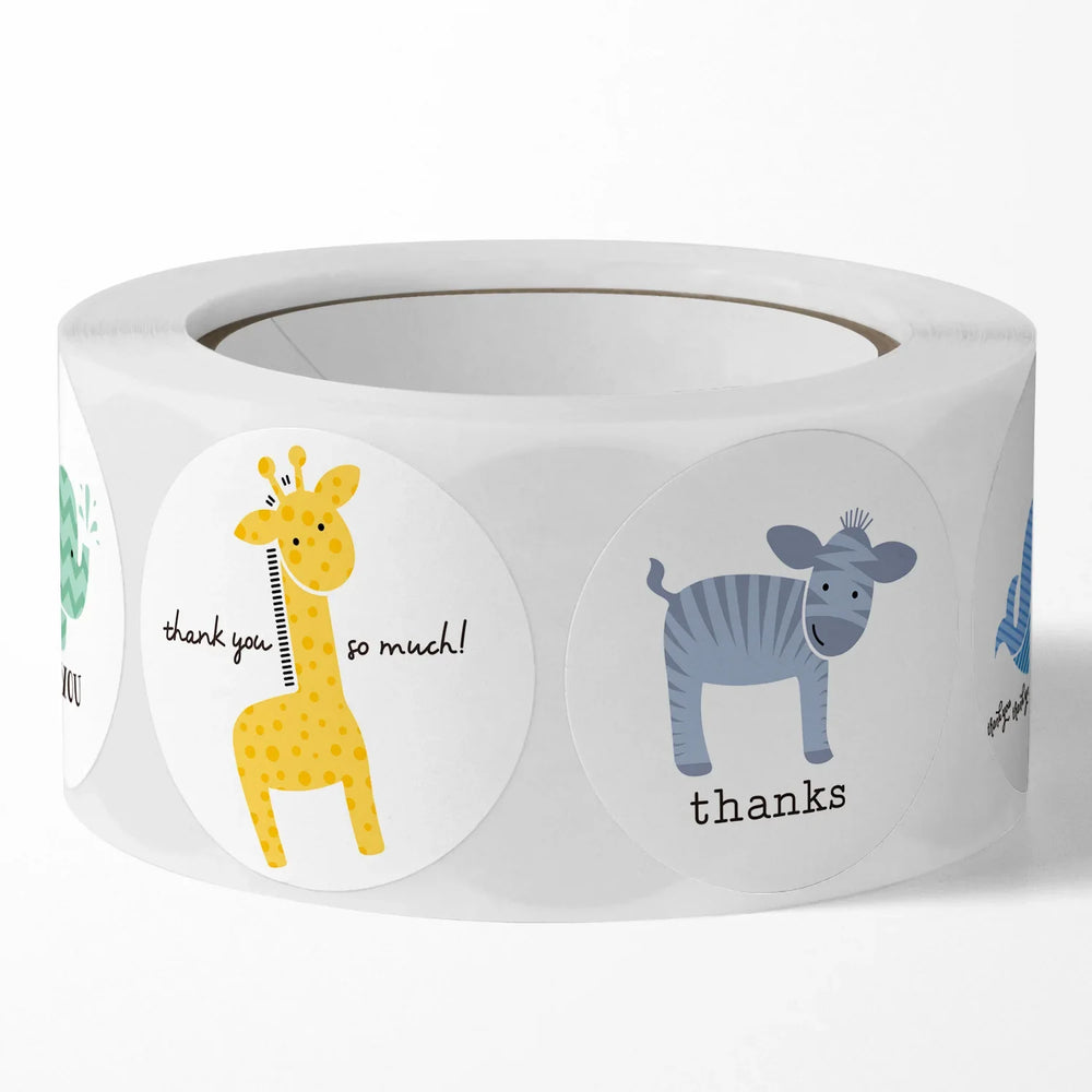 100-500 Pcs 1Inch Gift Cartoon Animal Sealing Thank You Stickers Design Scrapbooking Festival Party Decorations Labels (ONLINE ORDER ONLY)