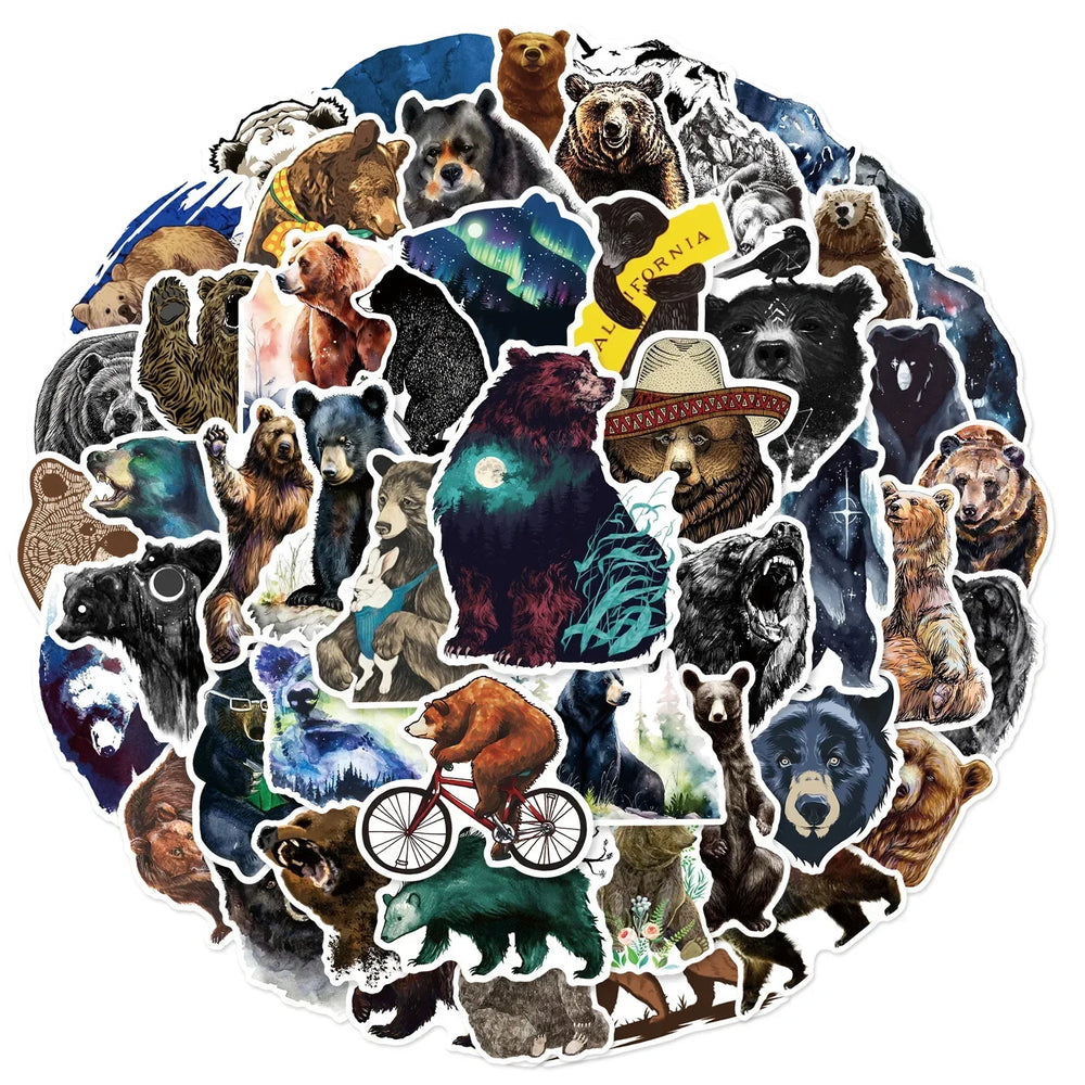 Wild Bear Stickers Pack: Graffiti Grizzly for Scrapbooking, Guitar, Laptop, Phone, Suitcase, Helmet (ONLINE ORDER ONLY)