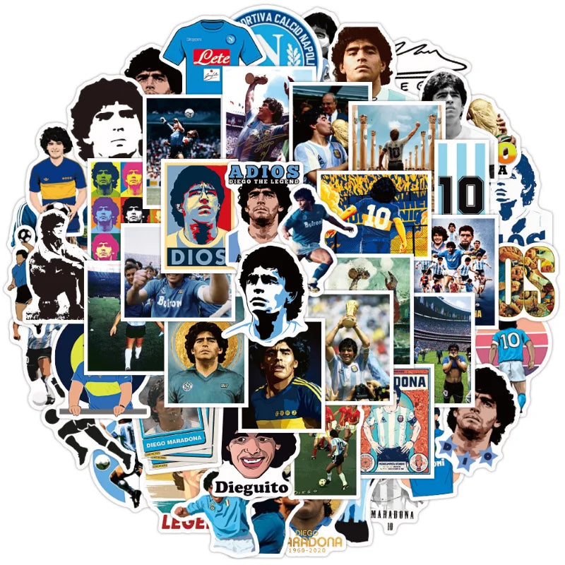 50Pcs Soccer Star Tribute Football Graffiti Stickers DIY Luggage Guitar Laptop Waterproof PVC Classic Toy Sticker Decals (ONLINE ORDER ONLY)