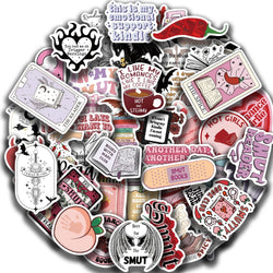 50/52pcs Romance Bookish Spice Reader Stickers Pink Girl Cartoon Decals Aesthetic Decals Phone Laptop Diary Sticker Kids Toys (ONLINE ORDER ONLY)