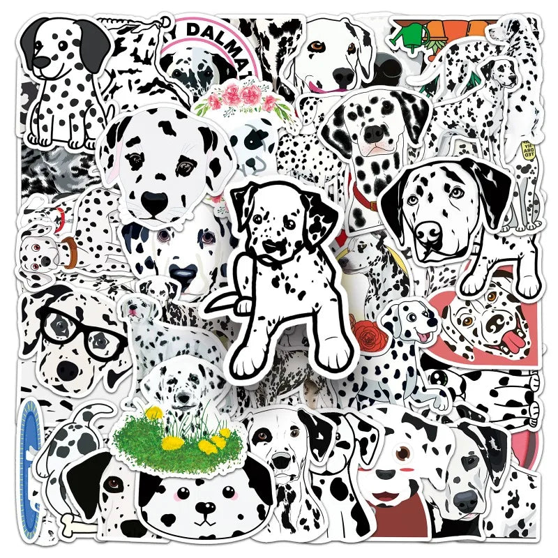 50pcs Dalmatian Cartoon Stickers for Laptop, Phone, Water Bottle, Car, Suitcase, Refrigerator (Online Order Only)
