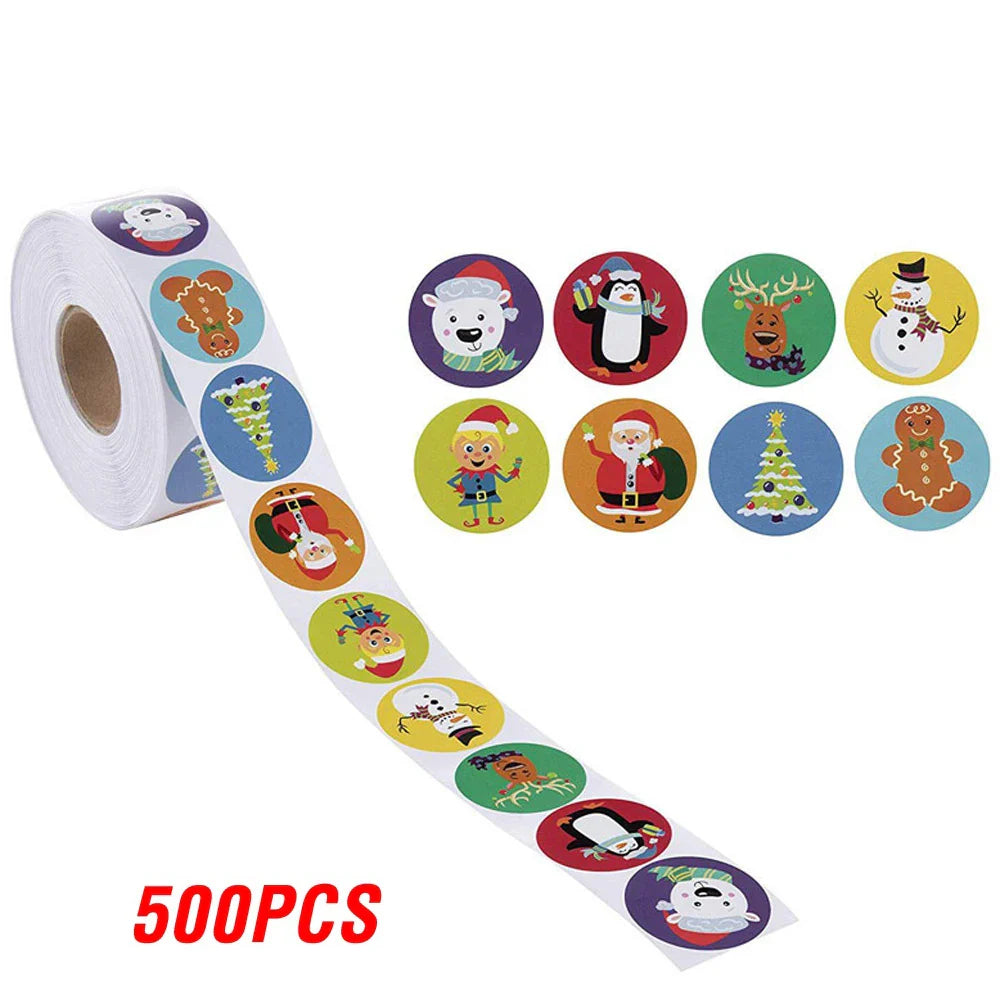100-500pcs Christmas Sticker 8 Designs Pattern Cartoon Sticker For Kids Toys Christmas Gift Waterproof Adhesive Labels (ONLINE ORDER ONLY)