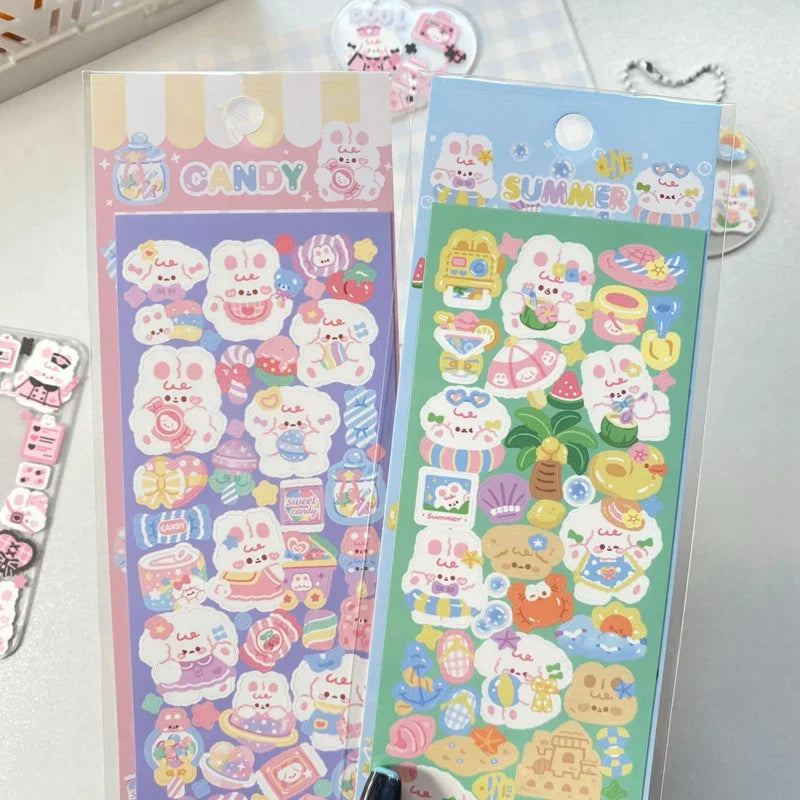 5Pcs Korean ins Cute Dog Rabbit Decorative Stickers Hand Account Idol Card DIY Material Scrapbooking Sticker Kawaii Stationery (ONLINE ORDER ONLY)