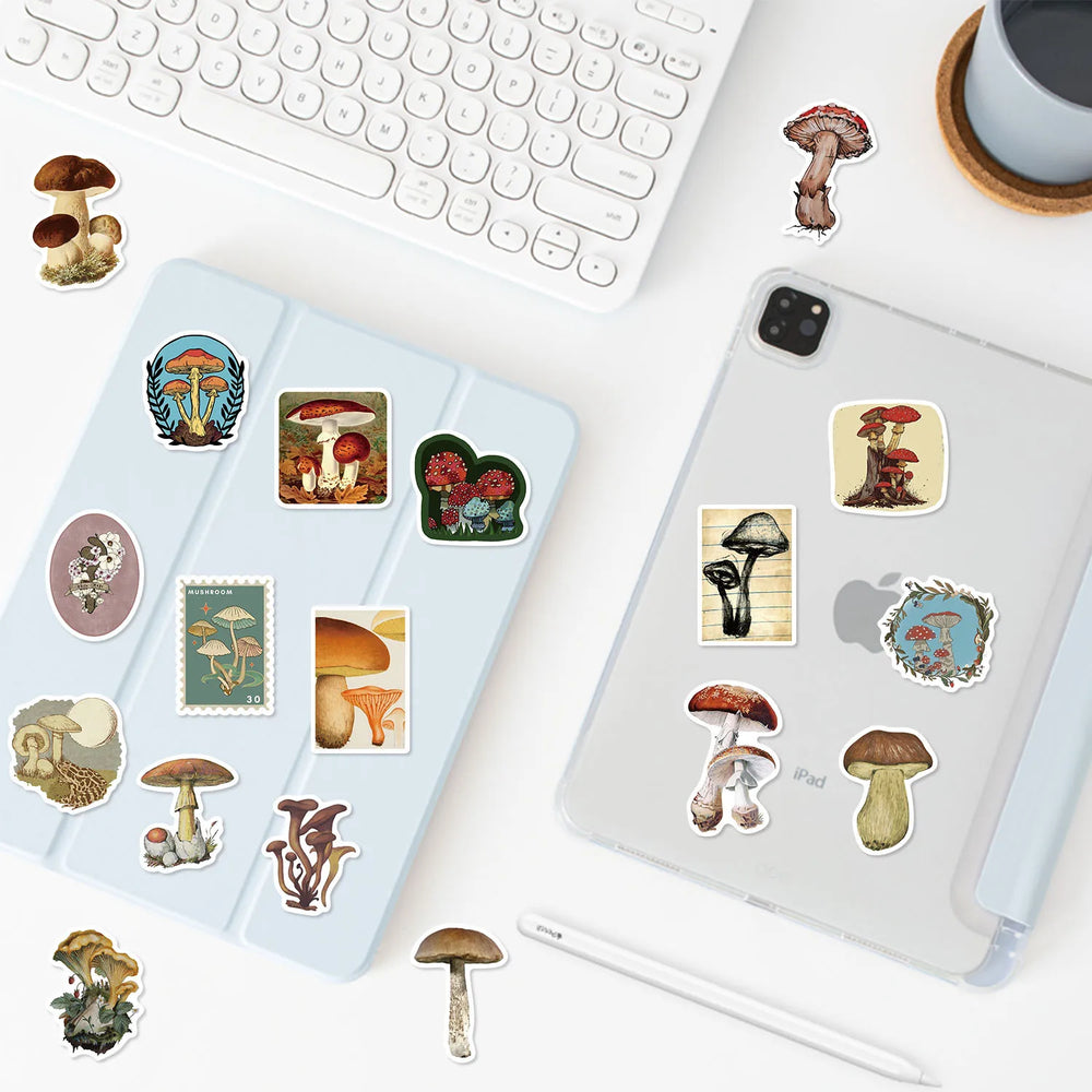 10/30/50PCS Mushroom Graffiti Stickers Retro Style Graffiti Decals Cartoon stickers Toy DIY Scrapbook Luggage Guitar Car Bike (ONLINE ORDER ONLY)