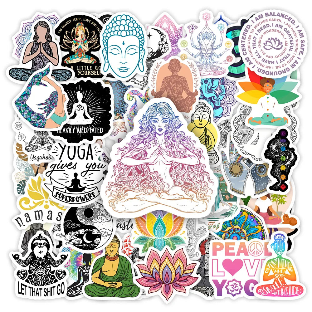 Yoga Meditation Stickers OM Buddha DIY Toy Gift Decorative Decal for Phone Luggage Laptop Bottles Scrapbook Waterproof (ONLINE ORDER ONLY)