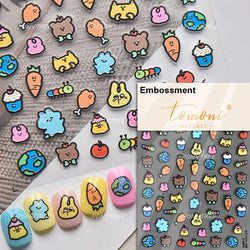 Colourful Jelly Rabbit Bunny Gummy Bear Cute Lollipop Soda Water Candy Snack Pudding Star Heart Nail Art Stickers Manicure Decal (ONLINE ORDER ONLY)