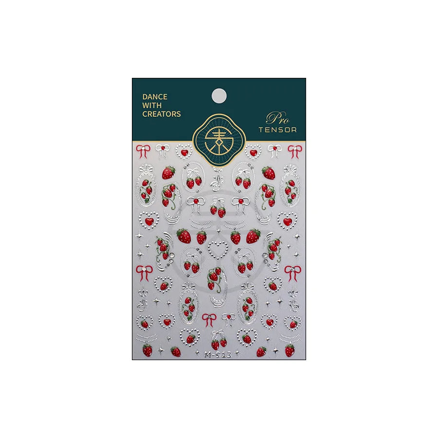 Mini Fruit Cherry Charming Strawberry Ribbon Line Bowknot Jelly Charming Chic Self Adhesive Nail Art Stickers Manicure Decals (ONLINE ORDER ONLY)