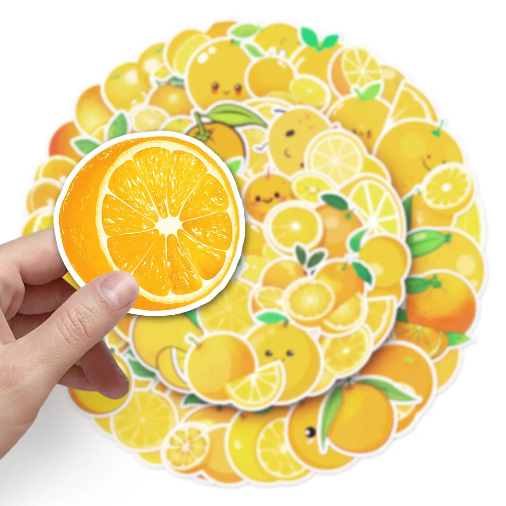 50PCS Cartoon Orange Cute Graffiti Scooter Laptop Waterproof Stickers Toys Tablet Decoration Graffiti Decals Sticker (Online Order Only)