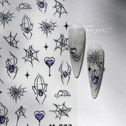 Cat Eye Shiny Blue Purple Spider Cross Love Heart Star Snake Web Jelly Thrilling Nail Art Stickers Manicure Decals Halloween (ONLINE ORDER ONLY)