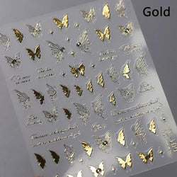 Delicate Tender Purple Butterfly Seal Pattern Insect Shiny Golden Stroke Nail Art Decoration Sticker Dressy Laser Manicure Decal (ONLINE ORDER ONLY)