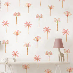 Boho Pink Palm Tree Wall Stickers Removable Nursery Decals Kids Room Decor (ONLINE ORDER ONLY)