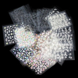 50 Sheets! 3D Flower Nail Art Stickers Decals NOT Repeat Black/White/Colorful Self Adhesive Nail Sticker Decals Random Pattern * (ONLINE ORDER ONLY)