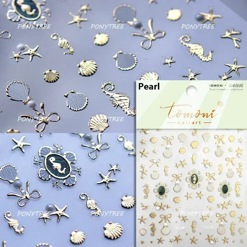 Beach Colourful Conch Dolphin Shell Starfish Jellyfish Star Summer Sea Wave Vacation Mode Water Bubble Nail Art Stickers Decals (Online Order Only)