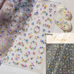 Flower Garden Purple Yellow Pink Daisy Butterfly Delicate 5D Soft Relief Adhesive Nail Art Decoration Sticker 3D Manicure Decals (ONLINE ORDER ONLY)