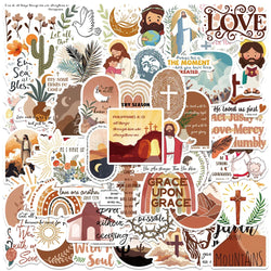 50PCS Boho Christian Jesus Prayer Stickers Aesthetic DIY Luggage Notebook Decals (Online Order Only)