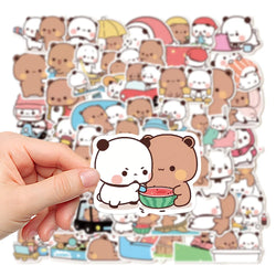 50sheets/set Bear Cute Bear and Panda Stickers PVC Waterproof Cartoon Bear and Panda Stickers Cartoon Panda Bubu Dudu Stickers (ONLINE ORDER ONLY)